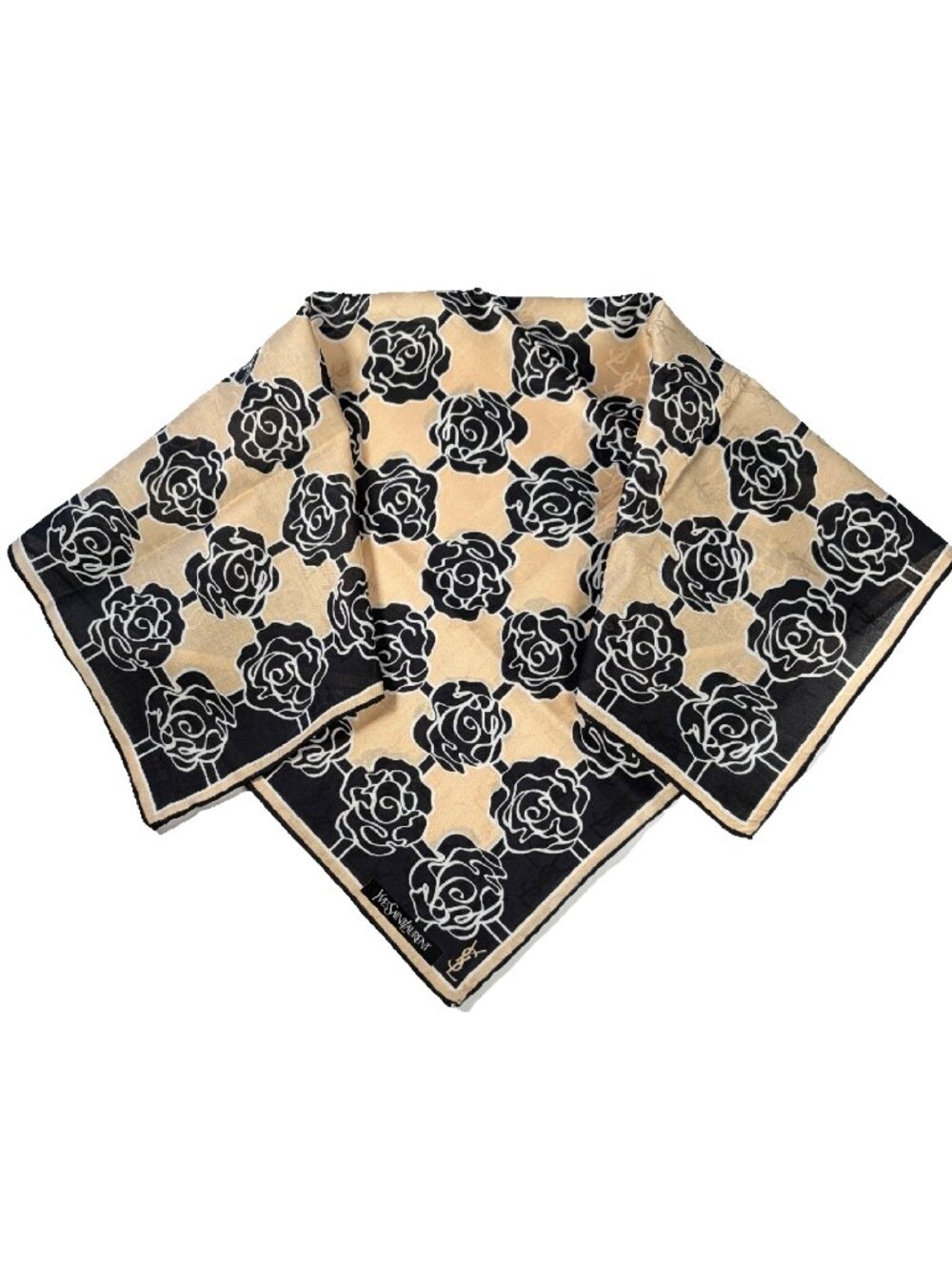 Yves Saint Laurent YSL Cotton Rose Scarf Never Worn 22"